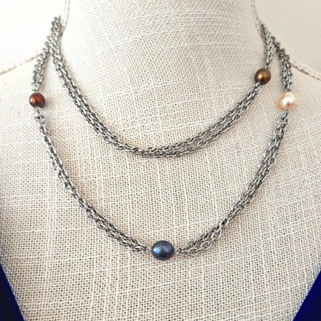 Milor Silver And Pearl Necklace 21$